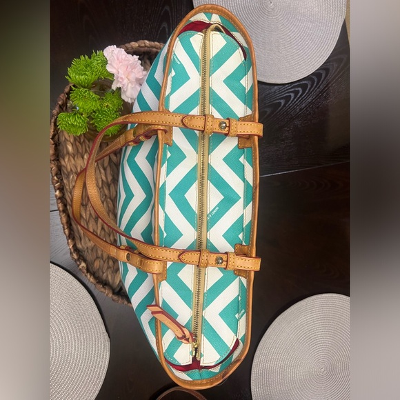 2 AUTHENTIC Dooney and Bourke Leather Blue Tote Purse Bundle - Picture 3 of 11